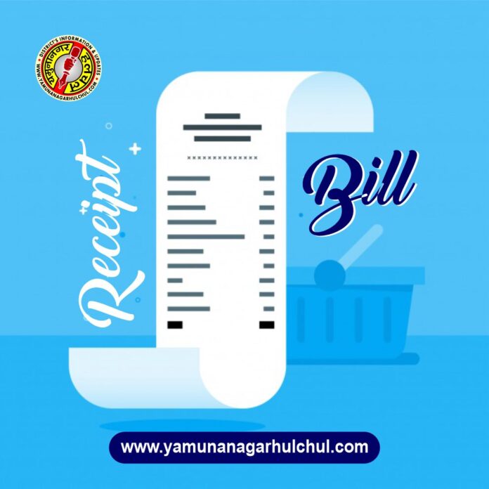 receipt, bill, yamunanagar hulchul,